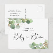 Baby in Bloom Eucalyptus Sprinkle Uitnodiging Briefkaart (Voorkant / Achterkant)