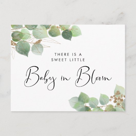 Baby in Bloom Eucalyptus Sprinkle Uitnodiging Briefkaart (Voorkant)