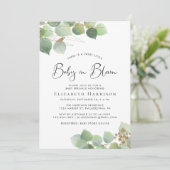 Baby in Bloom Eucalyptus Waterverf Baby Sprinkle Kaart (Staand voorkant)