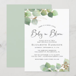 Baby in Bloom Eucalyptus Waterverf Baby Sprinkle Kaart