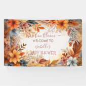 Baby in Bloom Fall Floral Frame Baby Shower Spandoek (Horizontaal)