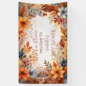 Baby in Bloom Fall Floral Frame Baby Shower Spandoek (Verticaal)