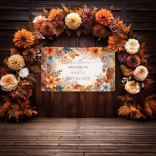 Baby in Bloom Fall Floral Frame Baby Shower Spandoek