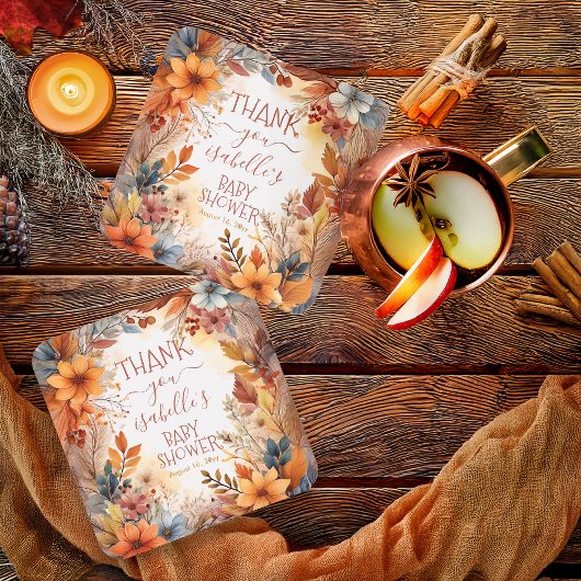 Baby in Bloom Fall Floral Frame Shower Thank You Kartonnen Onderzetters