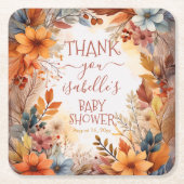 Baby in Bloom Fall Floral Frame Shower Thank You Kartonnen Onderzetters (Voorkant)