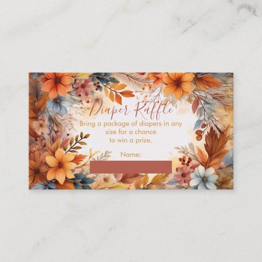 Baby in Bloom Fall Floral Shower Diaper Raffle Informatiekaartje (Voorkant)