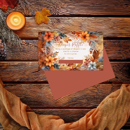 Baby in Bloom Fall Floral Shower Diaper Raffle Informatiekaartje