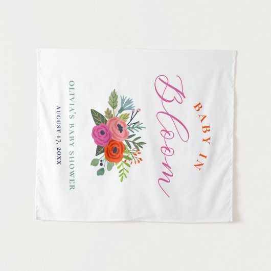 Baby in Bloom Felicitatiekaart voor baby shower me Wandkleed (Voorkant (horizontaal))