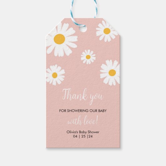 Baby In Bloom, Flora Meisje Baby Shower Cadeaulabel (Voorkant)
