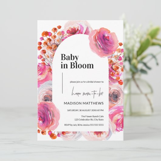 Baby in Bloom Floral Arch Summer Baby shower Kaart (Staand voorkant)