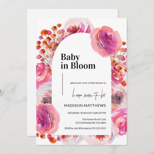 Baby in Bloom Floral Arch Summer Baby shower Kaart (Voorkant / Achterkant)