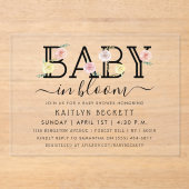 Baby in Bloom Floral Baby shower Acryl Uitnodigingen (Voorkant)