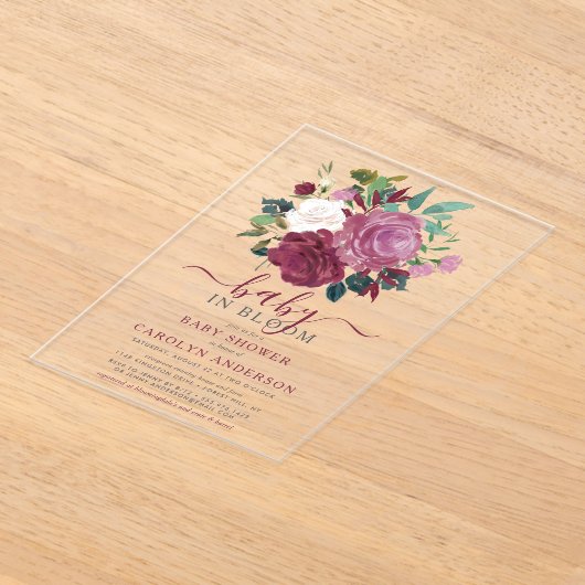Baby in Bloom Floral Baby shower Acryl Uitnodigingen (Laagn)