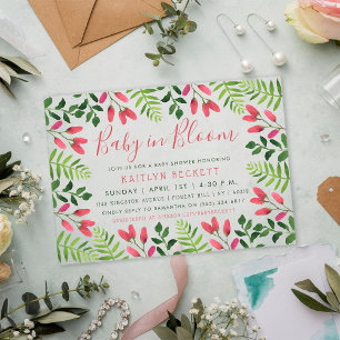 Baby in Bloom Floral Baby shower Acryl Uitnodigingen