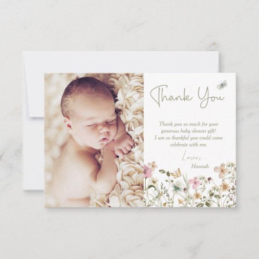 Baby in Bloom Floral Baby shower Bedankkaart (Voorkant)
