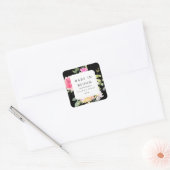 Baby in Bloom Floral Baby shower Black Vierkante Sticker (Envelop)