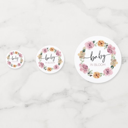 Baby in Bloom Floral Baby shower Confetti (Achterkanten)