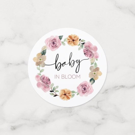 Baby in Bloom Floral Baby shower Confetti (Kleine voorkant)