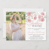 Baby in bloom floral baby shower foto-uitnodiging kaart (Voorkant)