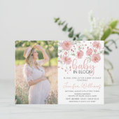 Baby in bloom floral baby shower foto-uitnodiging kaart (Staand voorkant)