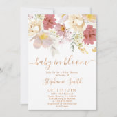 Baby in Bloom Floral Baby shower Girl Invitation Kaart (Voorkant)