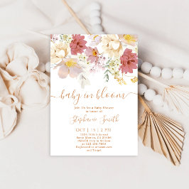 Baby in Bloom Floral Baby shower Girl Invitation Kaart