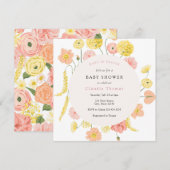 Baby in Bloom Floral Baby shower Invitation Kaart (Voorkant / Achterkant)