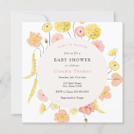 Baby in Bloom Floral Baby shower Invitation Kaart