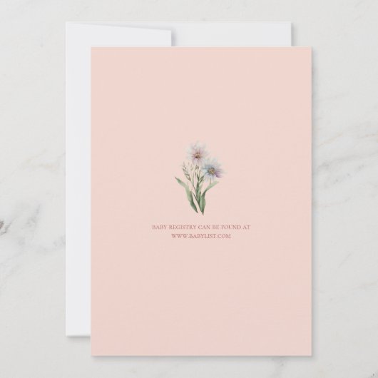 Baby in Bloom Floral Baby shower Invitation Kaart (Achterkant)