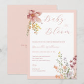 Baby in Bloom Floral Baby shower Invitation Kaart (Voorkant / Achterkant)