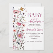 Baby In Bloom Floral Baby Shower Invitation Kaart (Voorkant)