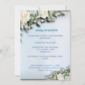 Baby in Bloom Floral Baby Shower Invitation Kaart