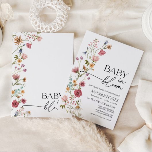 Baby in Bloom Floral Baby shower Invitation Kaart