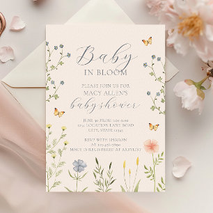 Baby in Bloom Floral Baby shower Invitation Kaart