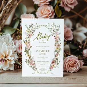 Baby in Bloom Floral Baby shower Invitation Kaart