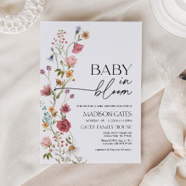 Baby in Bloom Floral Baby shower Invitation Kaart