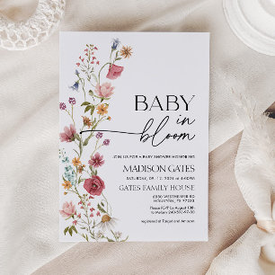 Baby in Bloom Floral Baby shower Invitation Kaart