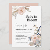 Baby in Bloom Floral Baby shower Invitation Kaart (Voorkant / Achterkant)