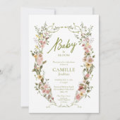 Baby in Bloom Floral Baby shower Invitation Kaart (Voorkant)