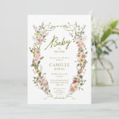Baby in Bloom Floral Baby shower Invitation Kaart (Staand voorkant)