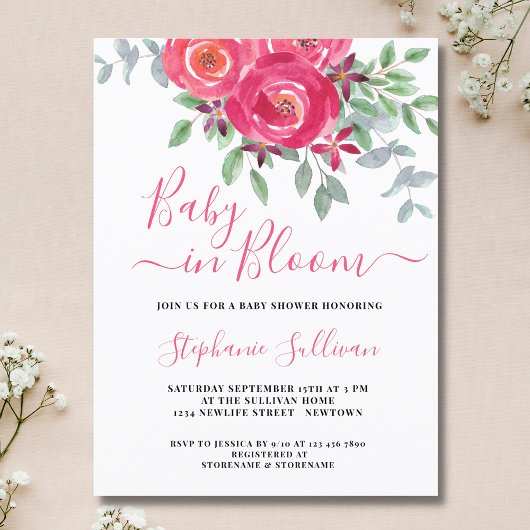 Baby in Bloom Floral Baby shower Invitation Uitnodiging Briefkaart
