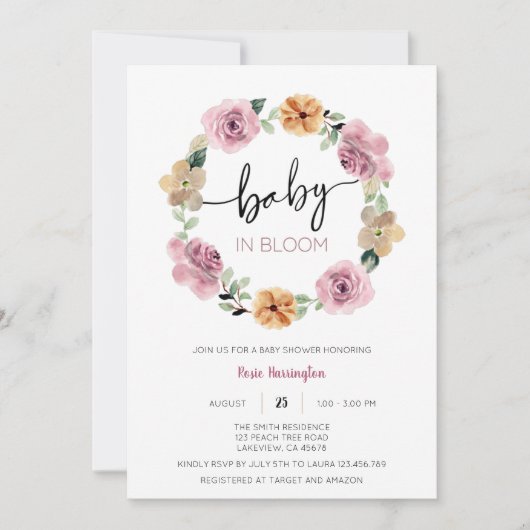Baby in Bloom Floral Baby shower Kaart (Voorkant)