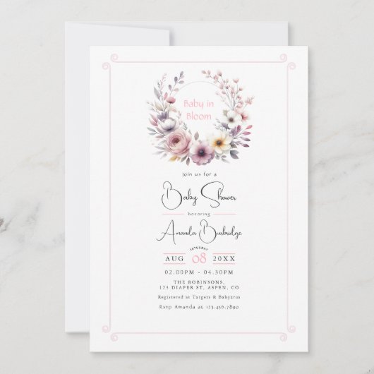Baby in Bloom Floral Baby shower Kaart (Voorkant)