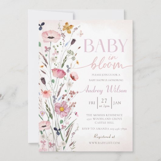 Baby in Bloom Floral Baby shower Kaart (Voorkant)