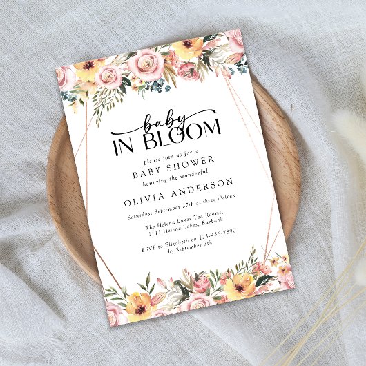 Baby in Bloom Floral Baby shower Kaart