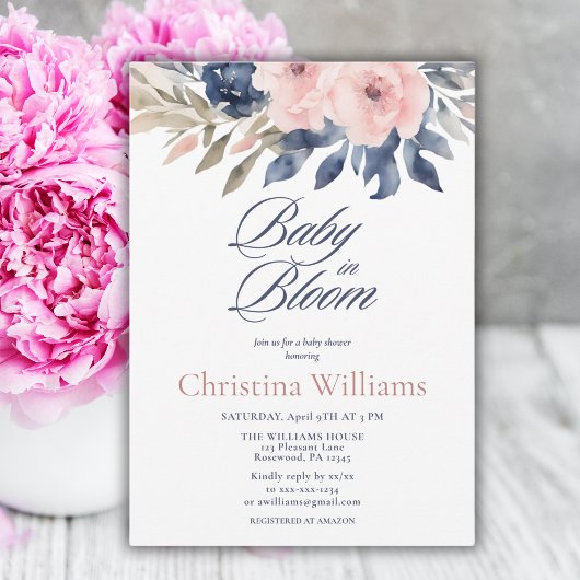 Baby in Bloom Floral Baby shower Kaart