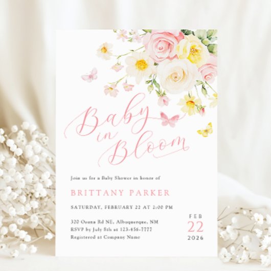Baby in Bloom Floral Baby shower Kaart