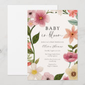 Baby in Bloom Floral Baby shower Kaart (Voorkant / Achterkant)