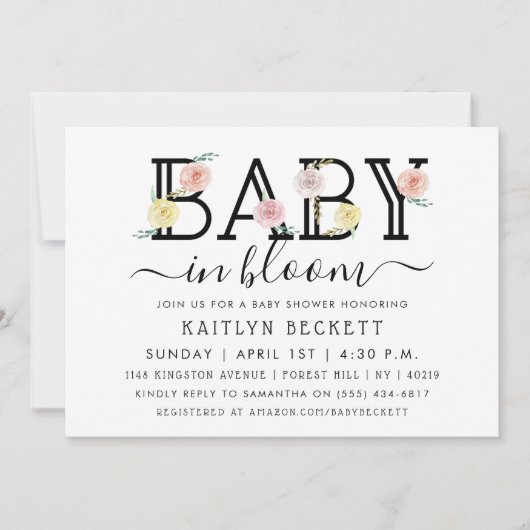 Baby in Bloom Floral Baby shower Kaart (Voorkant)