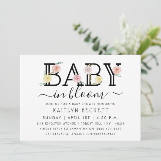 Baby in Bloom Floral Baby shower Kaart (Staand voorkant)